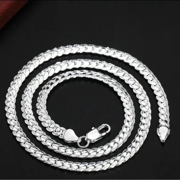 925 Silver Unisex 5mm Chain Necklace 20 Inch - Picture 3 of 4